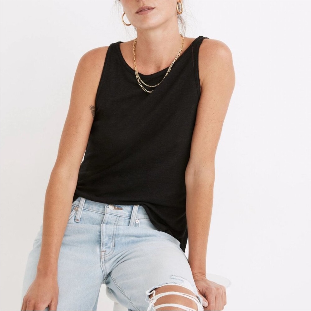 Madewell Modern Linen Black Tank Top